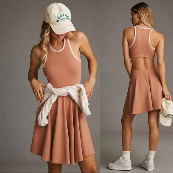 Anthropologie Daily Practice Cutout Back Fit & Flare Dress Rose Pink Sporty Y2K - Picture 1 of 5